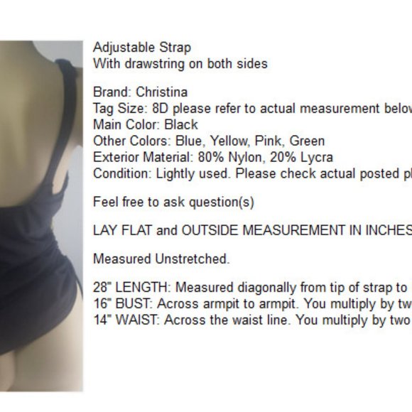 Christina Tankini Top Women's swimsuit black floral pattern wired sz 8D - Picture 11 of 11